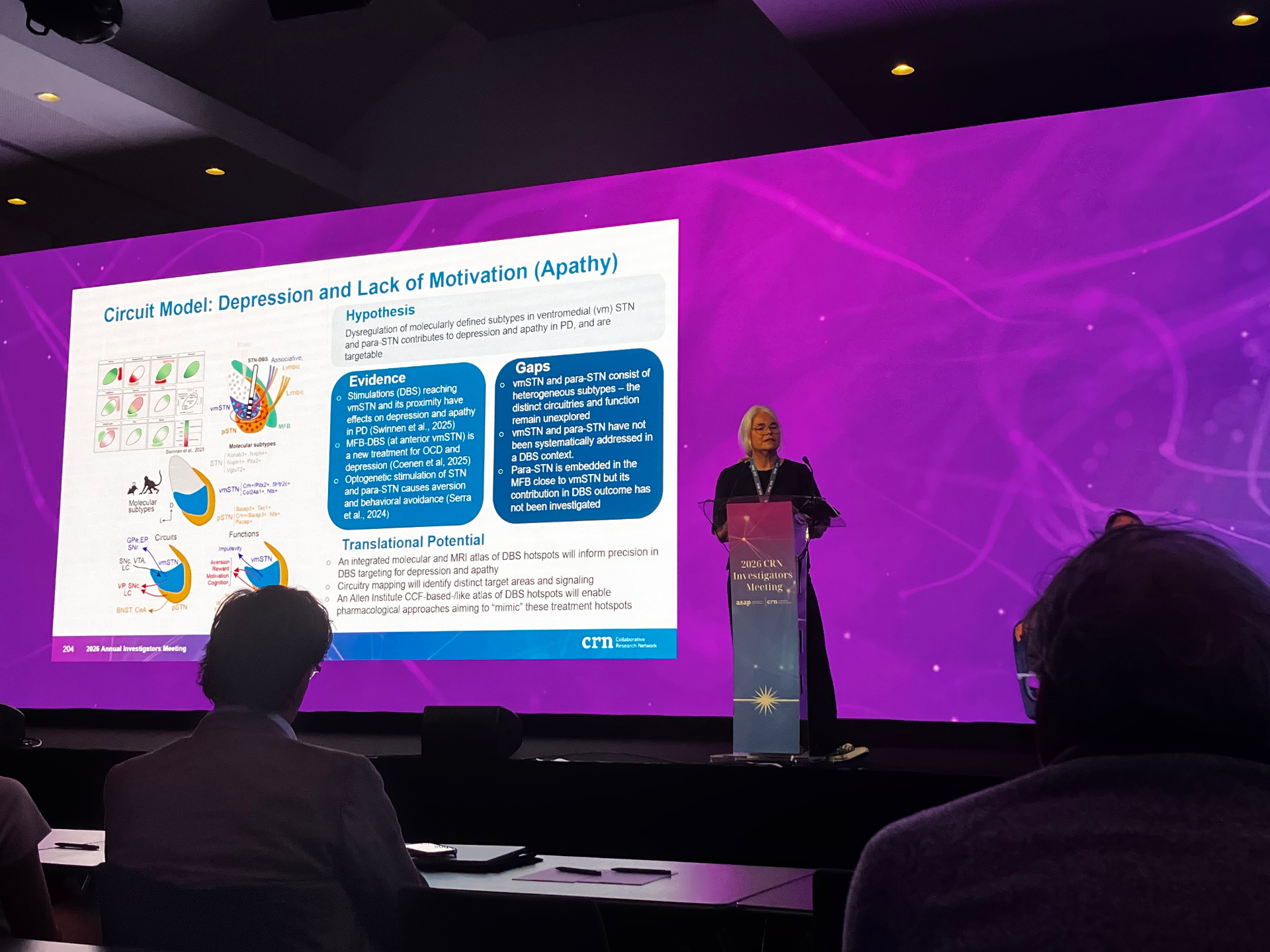 Åsa presenting Team Mackenzie's circuit model for depression and apathy in PD