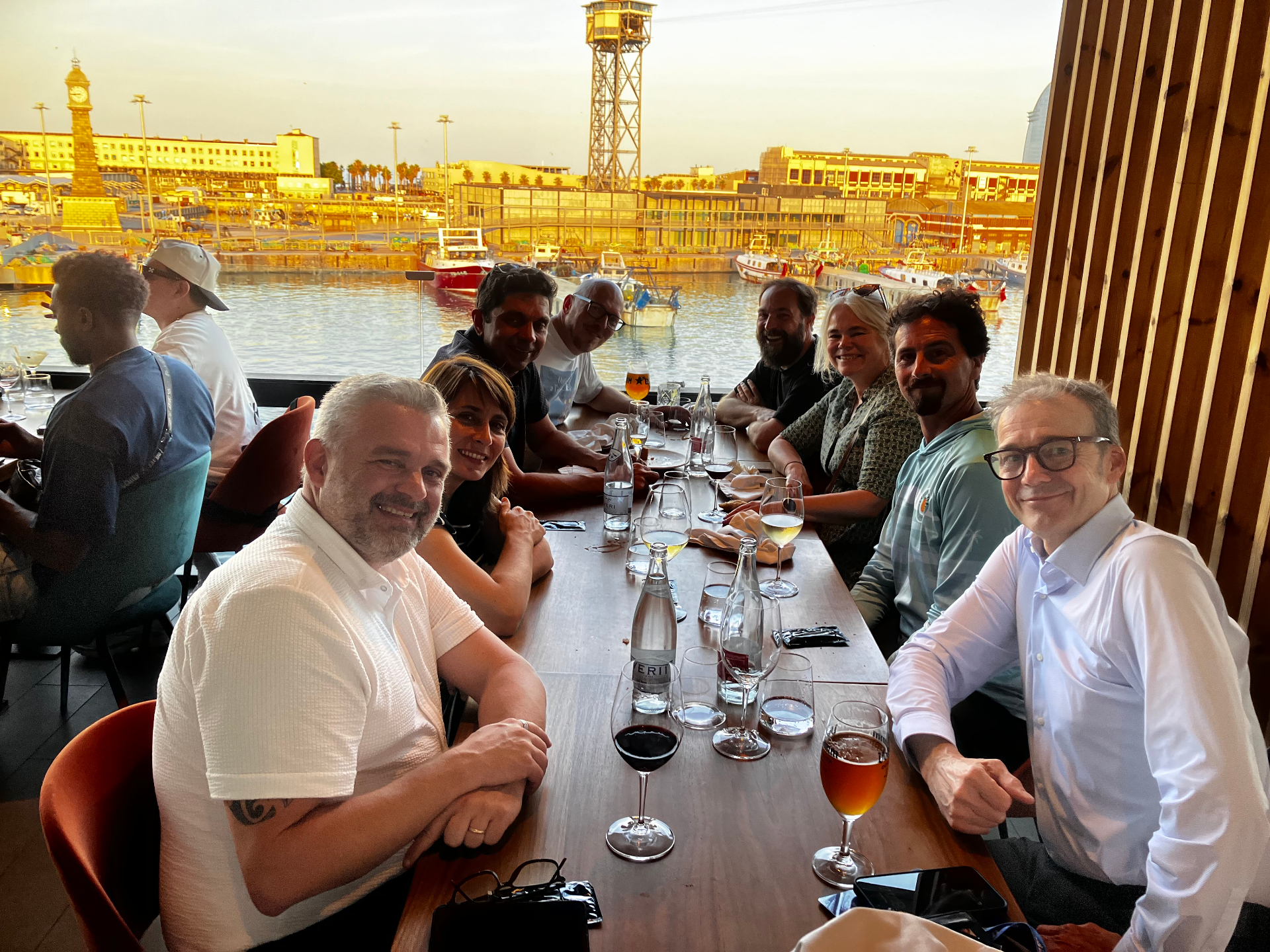 Team dinner by the port